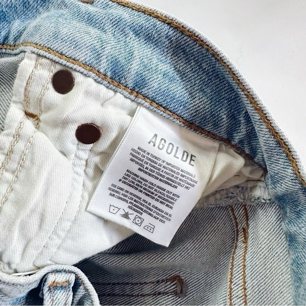 Agolde Lyle Rift Jeans Blue Straight High Rise - Picture 13 of 14